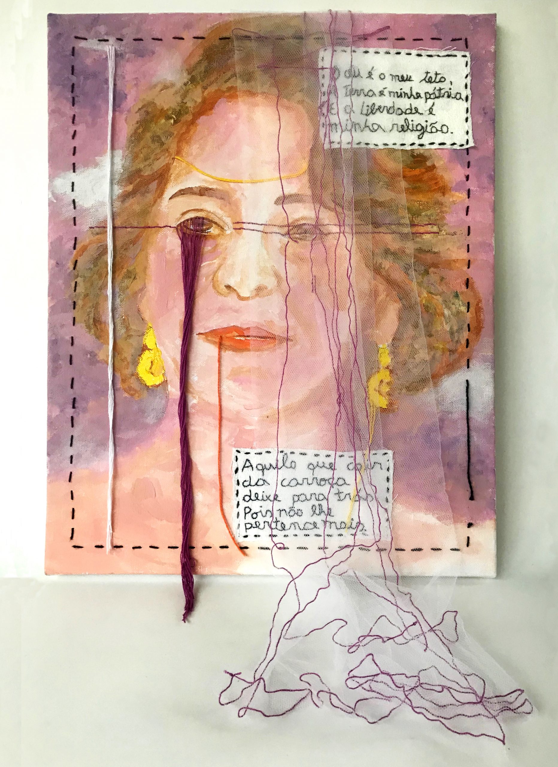 Katia Politzer
Almost Face, 2020.
Canvas, acrylic paint, cotton fabric, tule, embroidery
20 x 16 inches; 50 x 40 cm